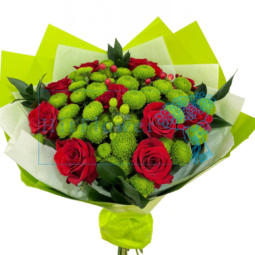 Букет цветов из: Хризантемы и Розы