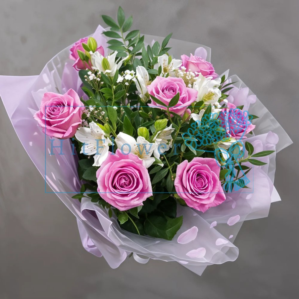 Букет цветов из: Розы и Альстромерии